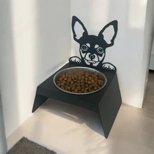 Sevimli Köpek Tasarımlı, Ergonomik Siyah Kedi ve Köpek Mama ve Su Kabı Tekli Small Model – Paslanmaz Çelik, Dayanıklı Malzeme