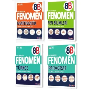 Fenomen Yayıncılık 8. Sınıf Matematik (B) - Fen Bilimleri (B) - Türkçe (B) - Paragraf (B) Soru Bankası Seti (4 Kitap)
