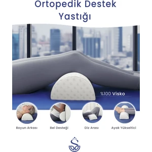 Tekno Trust Beyaz Ortopedik D-Roll Visko Bel ve Diz Destek Yastığı Antiyel 0 - 499 gr 40  x  16 Pamuk Visk