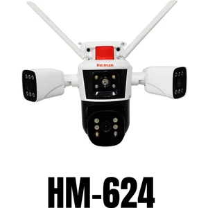 Hm-624 12 Mp Wi-fi Akıllı İp Ve Kablolu 3 Lens 3 Kameralı 12 Mega Piksel - Sesli - Sirenli Güvenlik Kamerası