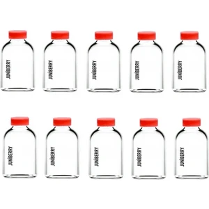 JUNİBELİW 10 Adet 100ML Cam Şişe Kırmızı Plastik Kapaklı Çok Amaçlı Shot Şişesi Meyve Suyu Shot Şişesi 10X100ML