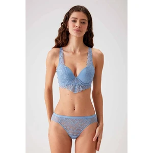 Pierre Cardin 4737 Balenli Soft Pushup Sütyen Külot Takım-Mavi