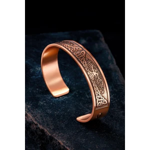 Osmanlı Gümüş Erkek Bakır Bileklik - Viking Hayat Ağacı - Yggdrasill Iskandinav Mitolojisi Erkek Kelepçe Bileklik