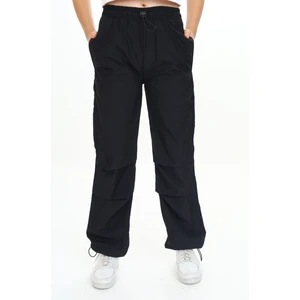 Kız Çocuk Jogger Elastik Bel ve Paça %100 Pamuklu Siyah Paraşüt PANTOLON-PNT-2031