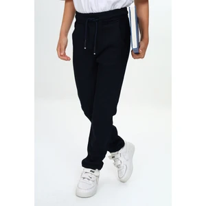 Çocuk Unisex Kız/erkek Beli Lastikli Dar Paça Pamuklu Gabardin Kumaş Siyah Okul PANTOLONU-PNT-2023
