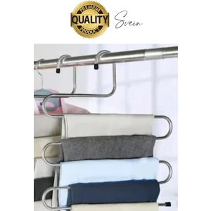 5 Adet Metal Dolap I?çi Krom Pantolon Pantolon Akıllı Askılık 5'li Taşır Çoklu Katlı Kırışma Karşıtı