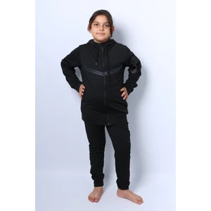 Kız Çocuk Eşofman Takımı Kapşonlu Fermuarlı Ribanalı C59