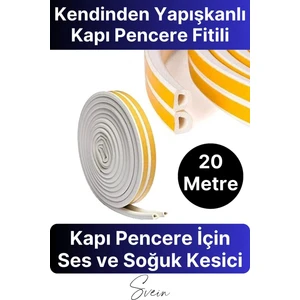 Kapı Pencere Fitili Soğuk Izolasyon Bandı Kendinden Yapışkanlı Güçlü Kauçuk Yalıtım Bant 2X10=20 mt