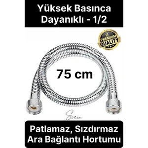 75 cm Kısa Tepe Ara Duş Hortumu Spiral Robot Ara Bağlantı Örgülü Dayanıklı Kopmaz Patlamaz Sızdırmaz