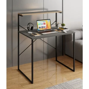 Raflı Çalışma Masası 60X90 Ofis Masası Ders Masası Çok Amaçlı Çalışma Masası Füme 1450