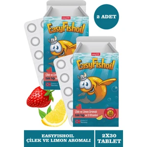 Easyfishoil Çocuk Çilek ve Limon Aromalı 30 Çiğneme Tableti 2 Adet