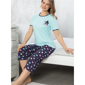 Den Tasarım Hediyelik Yıldız Love Desen Penye Kapri Pijama Takımı- L Beden