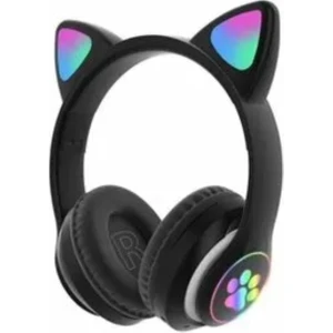 Arell Teknoloji Lila Bluetooth 5.0 Mikrofonlu Kablosuz Yüksek Ses Akıllı LED Işıklı Kedi Patili Rgb Mor Kulaklık
