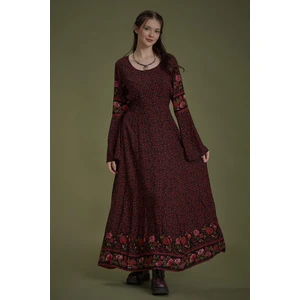 Siyah Defne Kayık Yaka Belden Bağlamalı Ispanyol Kol Kadın Elbise