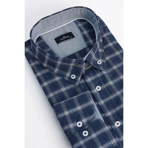 Erkek Big Size Büyük Beden Pamuklu Kareli Düğmeli Yaka Gömlek