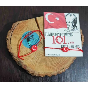 Butenin Atölyesi 29 Ekim Cumhuriyet Bayramı, Türk Bayrağı Fimo Ip Bileklik, 5 Adet