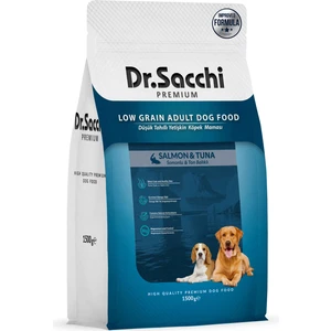 Dr. Sacchi Premium Düşük Tahıllı Somonlu ve Ton Balıklı Yetişkin Köpek Maması 1,5 kg