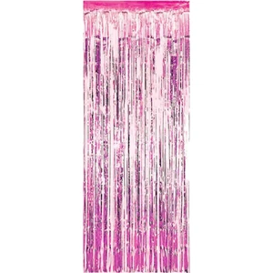 Metalize Fon Perdesi Kapı ve Duvar Parti Perdesi Pembe 90x200