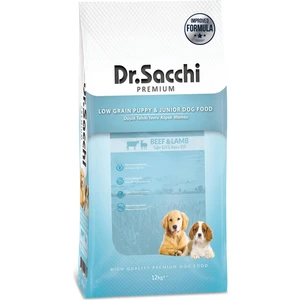 Dr.Sacchi Premium Düşük Tahıllı Sığır Etli ve Kuzu Etli Yavru Köpek Maması 12 Kg