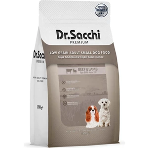 Dr. Sacchi Düşük Tahıllı Sığır Etli ve Kuzu Etli Mini Irk Yetişkin Köpek Maması 1,5 kg