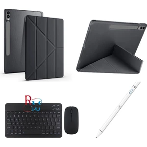 Redmud Teknoloji Samsung Galaxy Tab S9+/S9FE+ 12.4 Inç Uyumlu Standlı Kılıf Dokunmatik Kalem ve Klavye Mouse 3 Lü Set