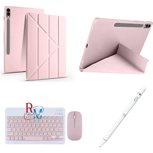 Redmud Teknoloji Samsung Galaxy Tab S9 Plus 12.4 Inç Uyumlu Standlı Kılıf Dokunmatik Kalem ve Klavye Mouse 3 Lü Set