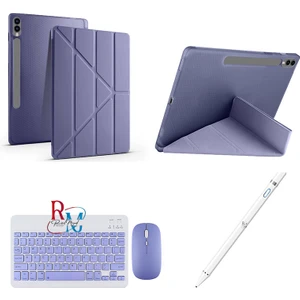Redmud Teknoloji Samsung Galaxy Tab S9 Plus 12.4 Inç Uyumlu Standlı Kılıf Dokunmatik Kalem ve Klavye Mouse 3 Lü Set