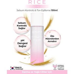 K-Lotus Beauty Sebum Kontrolü, Ölü Deriden Arındırma, Akne Kontrolü Etkili Rice Sebum Kontrol Tonik 150ML