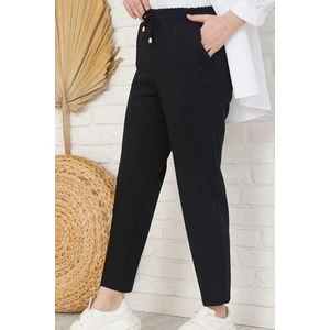 Beli Lastikli Bilek Boy Pantolon 1065 Siyah