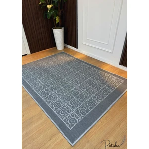 Özlü Home Patiska Yıkanabilir Kaymaz Dekoratif Spiral Desen Pamuk Bukle Kilim Antrasit