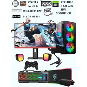 Strike Ryzen 7 5700X RTX4060 32GB Ram 512GB M2 24'' 165HZ Pivot Masaüstü Oyuncu Bilgisayarı