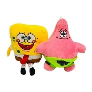 Oyuncakçı Savaş & Europe Shop Sünger Bob ve Patrick 2li Sponge Bob Peluş Oyuncak Orijinal Sünger Bob ve Patrick 2li