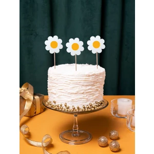 Parti Adresi Papatya Temalı Cupcake Kürdanı Pasta Süsü 10'lu