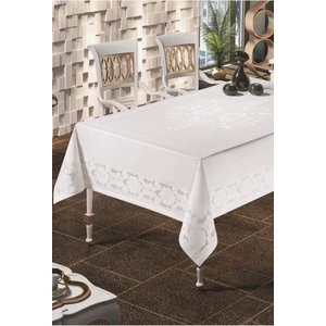 Zeria Home Dertsiz Leke Tutmaz Dantel Desenli Masa Örtüsü 160x220  Beyaz