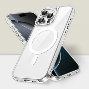 Apple iPhone 16 Pro Kılıf Magsafe Şarj Özellikli Şeffaf Cam Arka Yüzey Sararmaz G-Glass Kapak