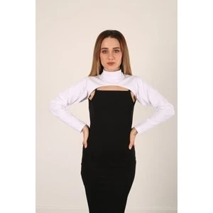 Dik Yaka Boyunluklu Kolluk - Siyah Uzun Kollu Boyunluk Tesettür Boyunluk Balıkçı Yaka Bodysuit