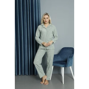 33005 Gömlek Yaka Yıldızlı Polar Kadın Pijama Takımı