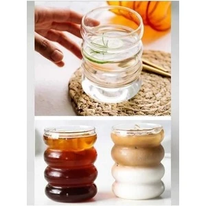2 Adet Boğumlu Borosilikat Isıya Dayanıklı Soğuk Kahve Sunum Bardağı 300 ml