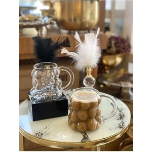 2li Üzüm Kabartmalı Borosilikat Cam Kulplu Kupa Bardak