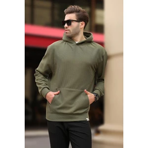 Haki Kapüşonlu Cep Detaylı Sweatshirt 7095