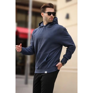 Lacivert Kapüşonlu Cep Detaylı Sweatshirt 7095