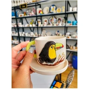 Tukan Kuşu El Yapımı Hediyelik Seramik Kahve Fincanı