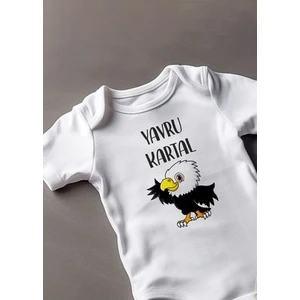 Lotus Baby Kısa Kollu %100 Pamuklu Yavru Kartal Tasarımlı Bebek Body Zıbın