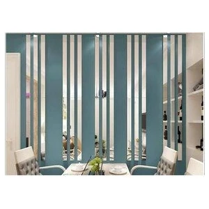 Demoplex Reklam Pleksi Market Dekoratif Şerit Gümüş Ayna Pleksi 20 Adet Duvar Süsü 2.5×100CM ( Yapışkanlı )