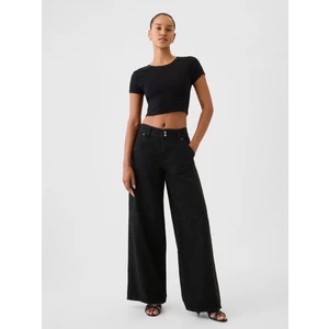 Kadın Siyah Mid Rise UltraSoft Baggy Jean Pantolon