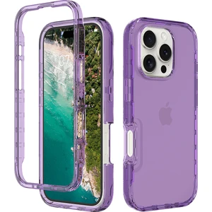 iPhone 16 Pro Max Için Hibrit Bumper Tam Koruma Telefon Kılıfı - Şeffaf Mor (Yurt Dışından)