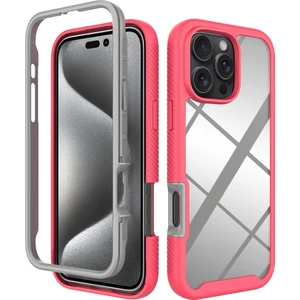 iPhone 16 Pro Max Için Hibrit Bumper Tam Koruma Telefon Kılıfı - Pembe (Yurt Dışından)