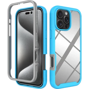 iPhone 16 Pro Max Için Hibrit Bumper Tam Koruma Telefon Kılıfı - Mavi (Yurt Dışından)