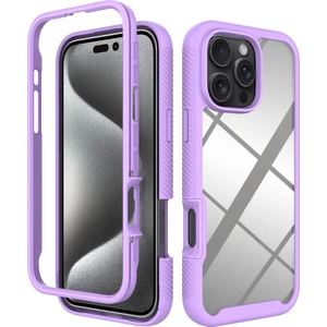 iPhone 16 Pro Max Için Hibrit Bumper Tam Koruma Telefon Kılıfı - Mor (Yurt Dışından)
