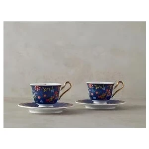 Lavinia New Bone China 4 Parça 2 Kişilik Kahve Fincan Takımı 90 ml Lacivert
